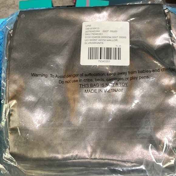 Silver UO Mallory Metallic Asymmetrical Slip Dress NWT - Picture 6 of 6